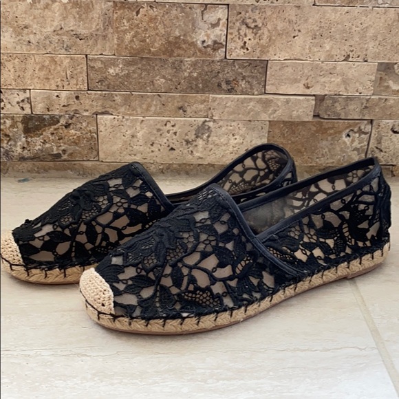 Valentino Garavani Shoes - Authentic Valentino Floral Black Lace Espadrilles